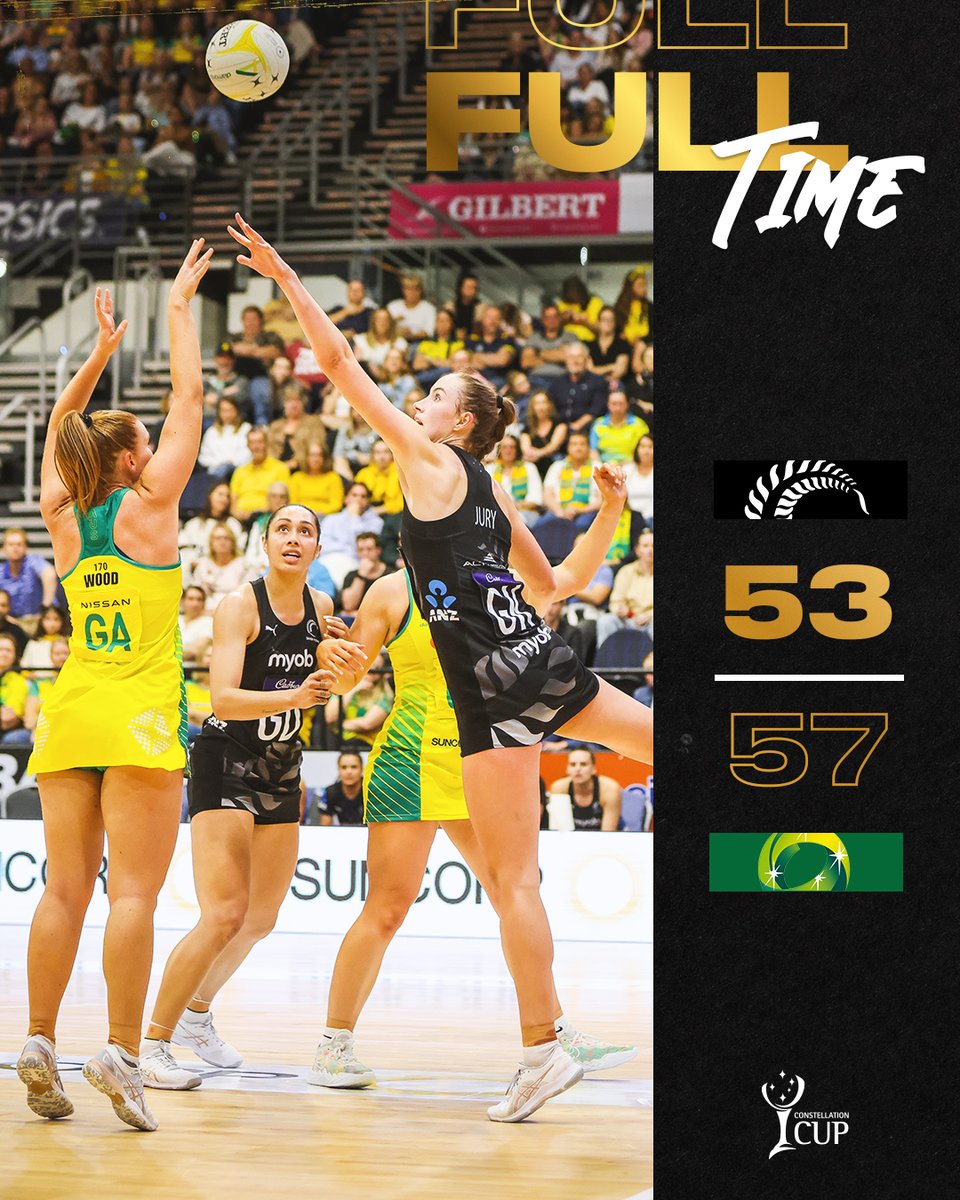 SilverFernsNZ's tweet photo. An exciting decider on the Gold Coast with the Australian Diamonds getting the better of us to take out the Constellation Cup series on goal difference.

📸: @mbphotonz 

#ConstellationCup https://t.co/Xuj3yJ7cON