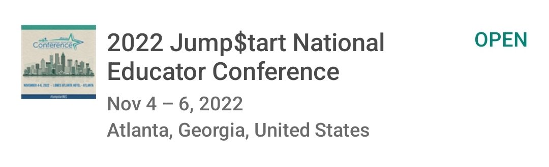 JCollinsMA's tweet photo. Yay! I now have the #JSNEC22 app installed and ready to go. Can't wait to see my #finlit fam in Atlanta 🥰 #JSNEC @SueComparato @kherrild @MrsJoeyRunning https://t.co/i6R9a3VNBh