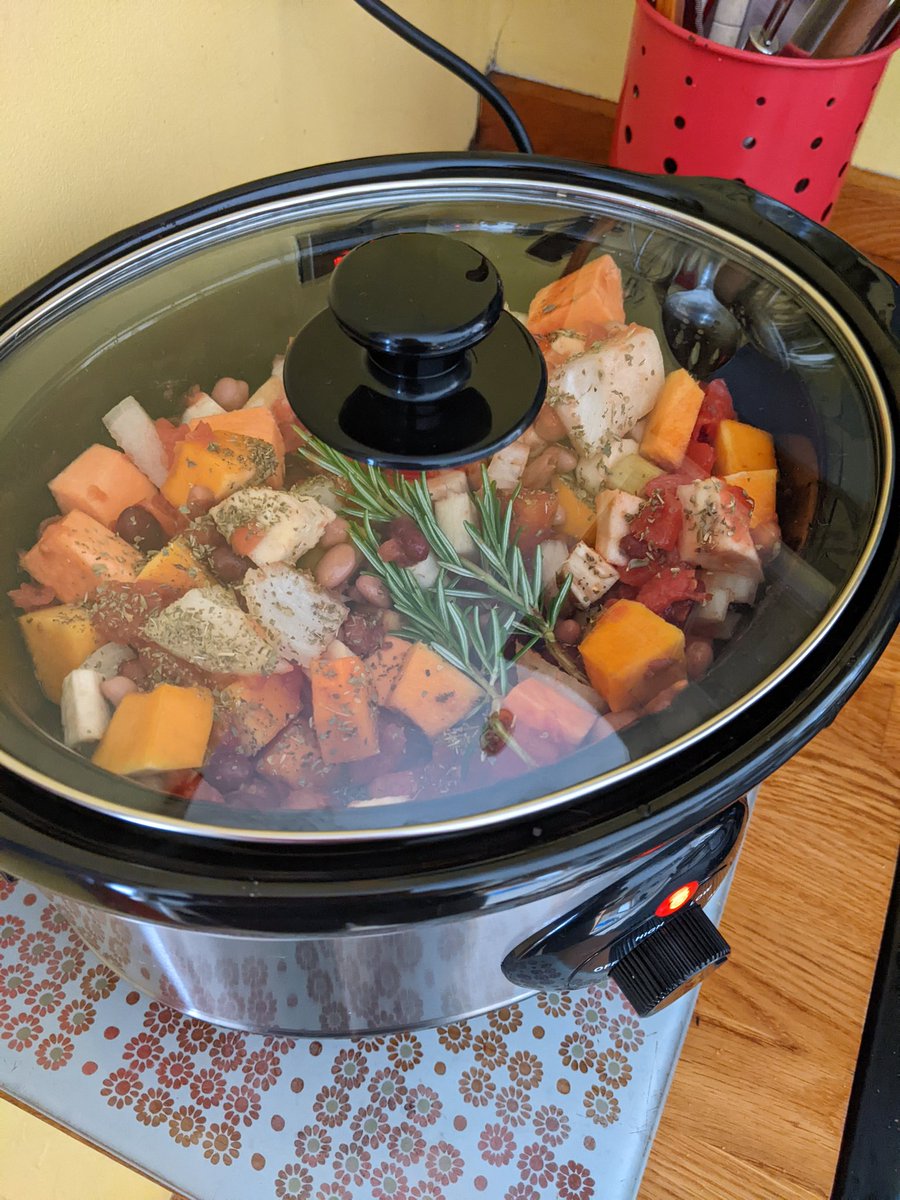 Grncode11's tweet photo. First ever attempt at a slow cooker meal - parsnip and squash cassoulet. This exciting and mysterious gadget is going to be a game changer on work days and I can't wait til this evening to dig in!  @SwanBrandUK #MySwanKitchen #new https://t.co/Mh4QweeBUd