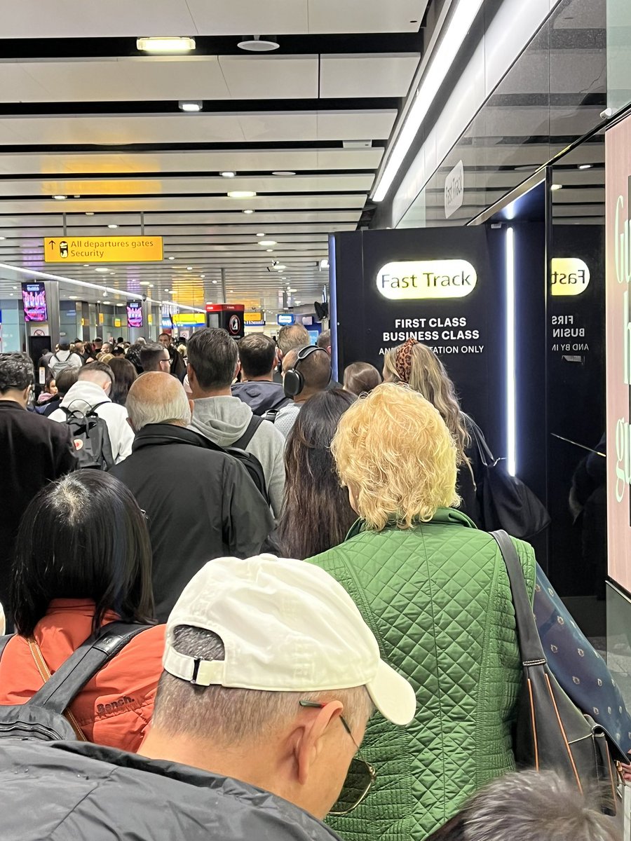 “Fast Track” at Heathrow but they don’t have enough staff to offer the special class of service.  #noflow #expeditesmakethingsworse