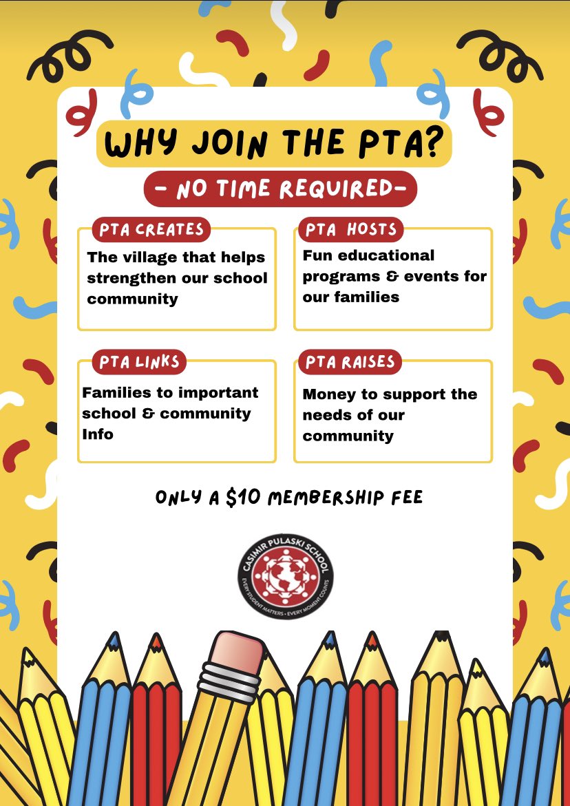 Join the Pulaski PTA.. Volunteering is not required! #pulaskistrong #pta 📝