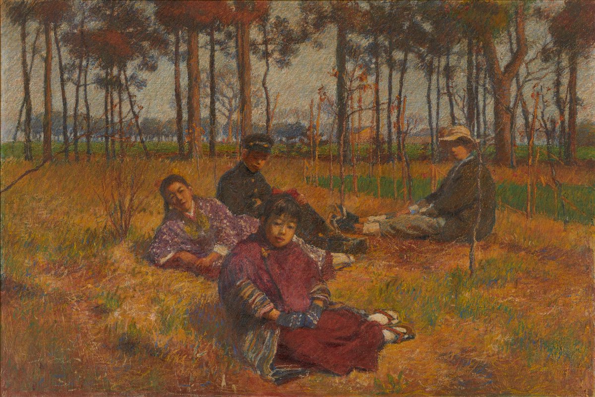 石井 柏亭 いしい はくてい Ishii Hakutei 1882–1958 《草上の小憩