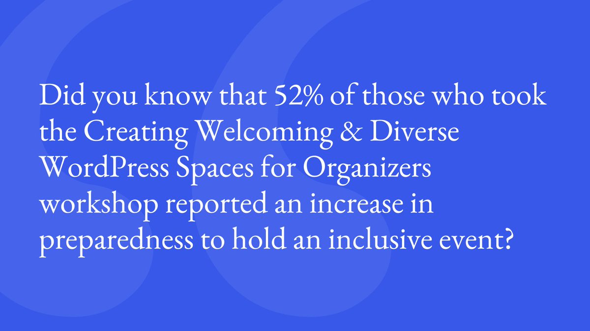WordPress's tweet image. Missed the live workshop? Tune in to Creating Welcoming &amp;amp; Diverse Spaces for Organizers workshop on #LearnWP on demand. #WPDiversity bit.ly/3BYH8eC