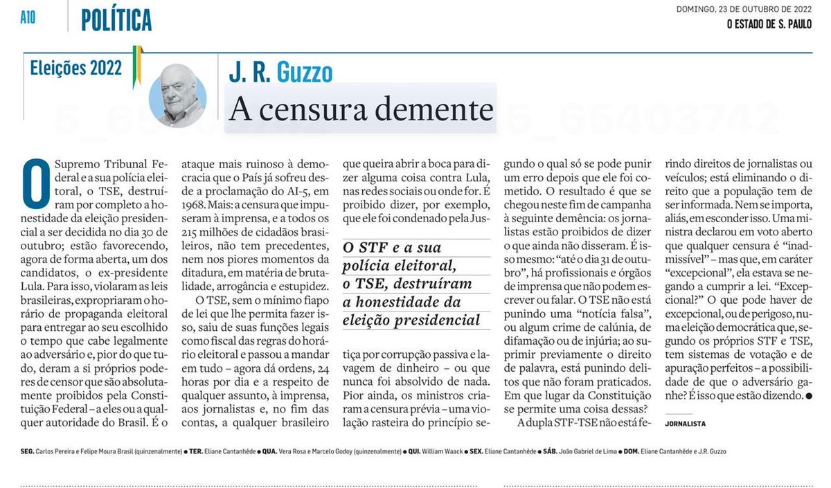 MarceloRochaMon's tweet photo. Liberdade de expressão estuprada, honestidade da eleição comprometida. https://t.co/58d45xCIRM