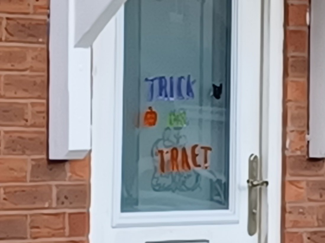 This door decoration is the scariest thing you will see this Hallowe'en.