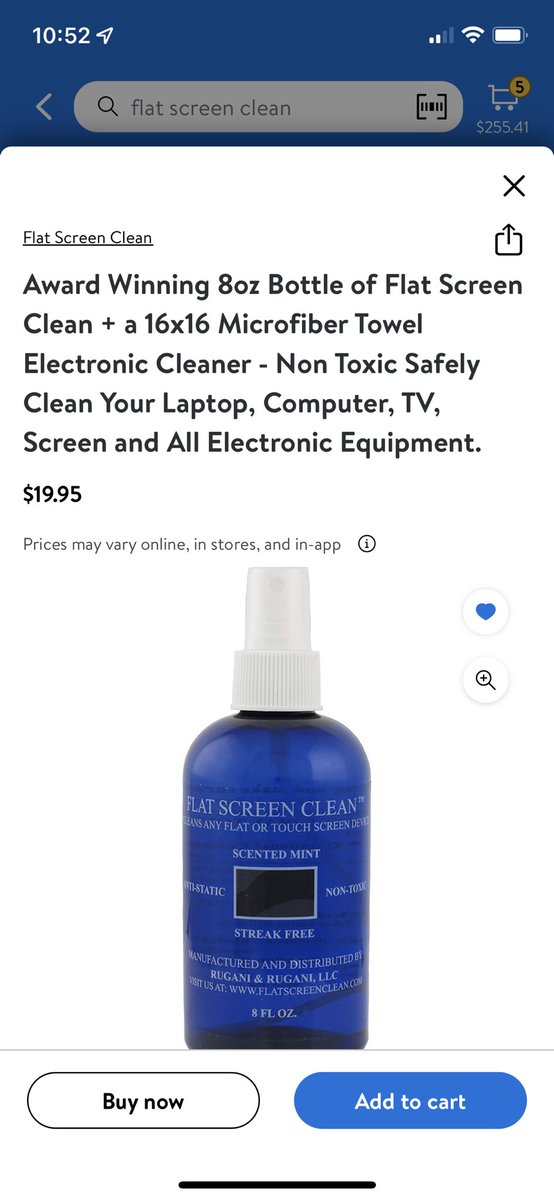 Getting ready for the holidays!
Walmart e-commerce
FREE SHIPPING 😃
Award Winning 8oz Bottle of Flat Screen Clean + a 16x16 Microfiber Towel Electronic Cleaner - Non Toxic Safely Clean Your Laptop, Computer, TV, Screen and All Electronic Equipment. walmart.com/ip/251221985