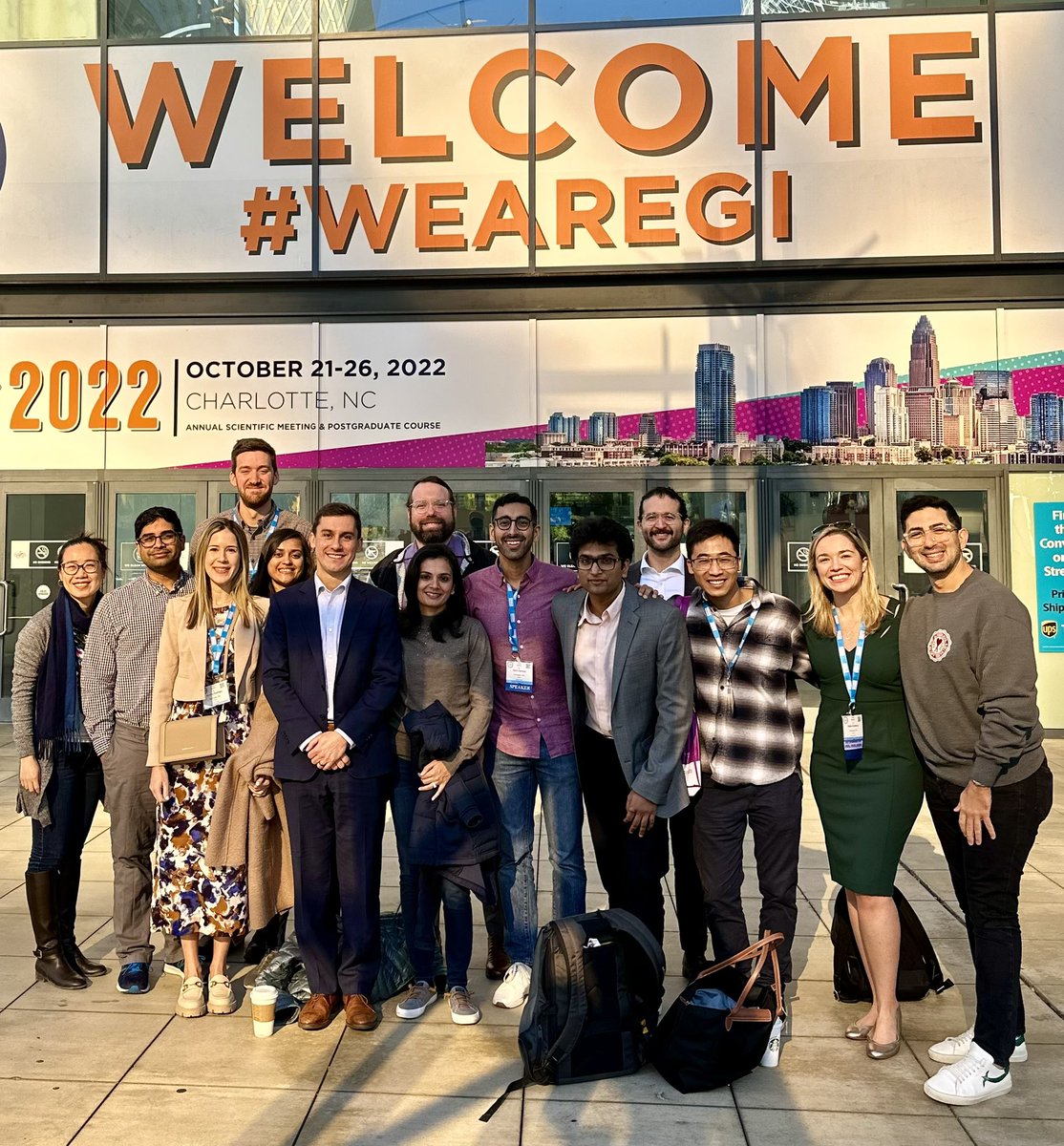 IrisWangMD's tweet photo. The @MayoClinicGIHep fellowship has arrived at #ACG2022 (โ a few en route and โ some grads ๐).
@DougSimonetto runs a well fueled ship & weโre looking forward to showcasing the fantastic work by this group of ๐ซ stars @AmCollegeGastro!
#rollingdeep #weareGI @DarrellPardi https://t.co/SBjVUKbnV7