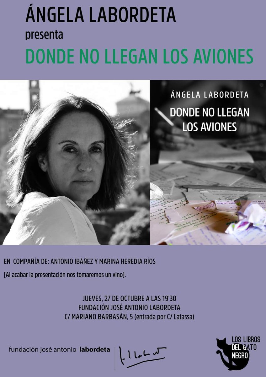 Este jueves presentamos mi último libro Donde no llegan los aviones

"Y así dejamos que la vida fluya hiriendo e hiriéndonos, cada vez menos hombres y mujeres, habitados finalmente de silencios que no llegan ni siquiera a besar los bordillos"

<a href="/antoine_ibanez/">Antonio Ibáñez</a>
#MarinaHeredia