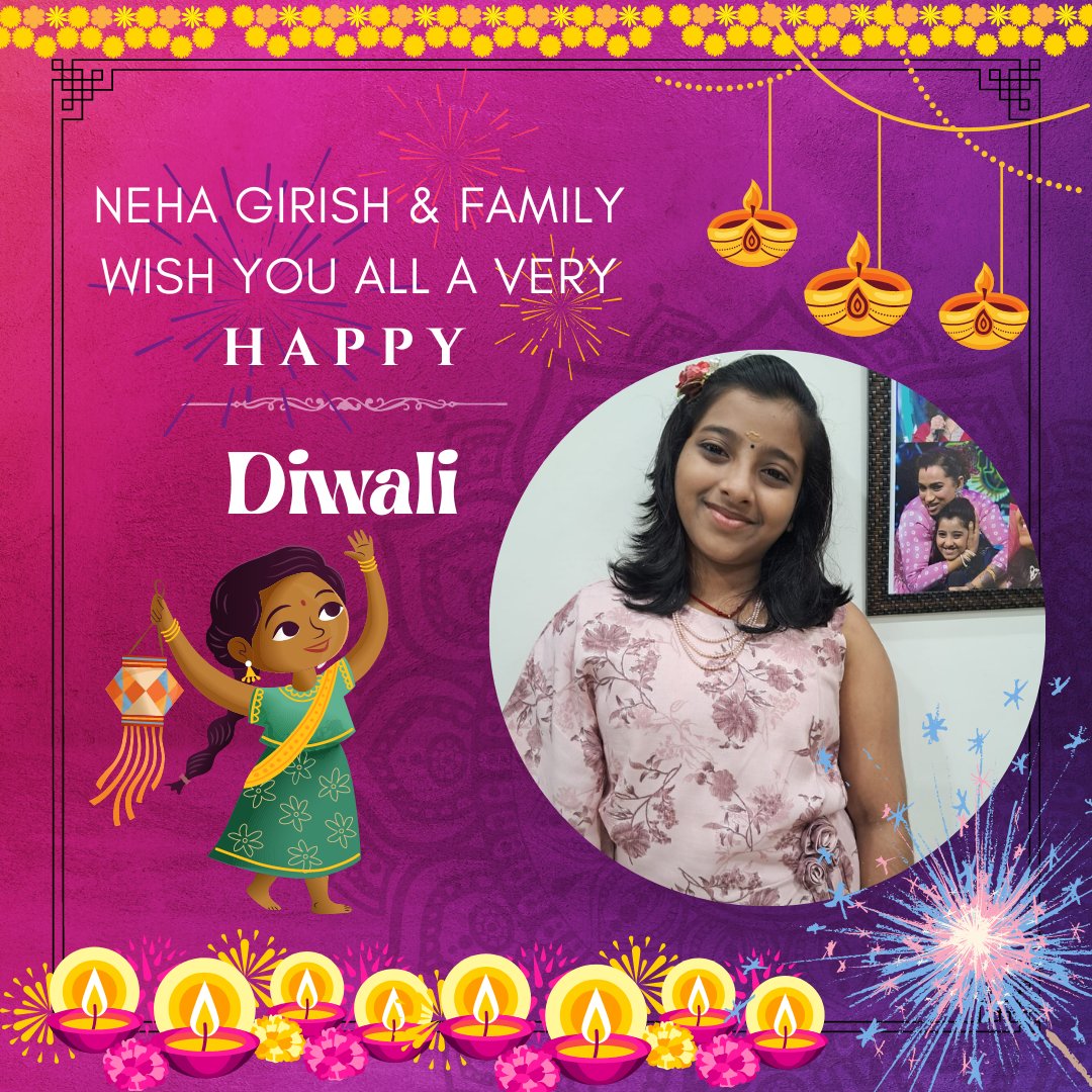 Neha Girish & Family Wish You All A Very Happy Safe & Prosperous Diwali! #singerneha #nehagirish #supersingerneha #ssj #ssjneha #singernehawishes #happydiwali #happydeepavali #diwaliwishes #nehafamily #ng #singerng