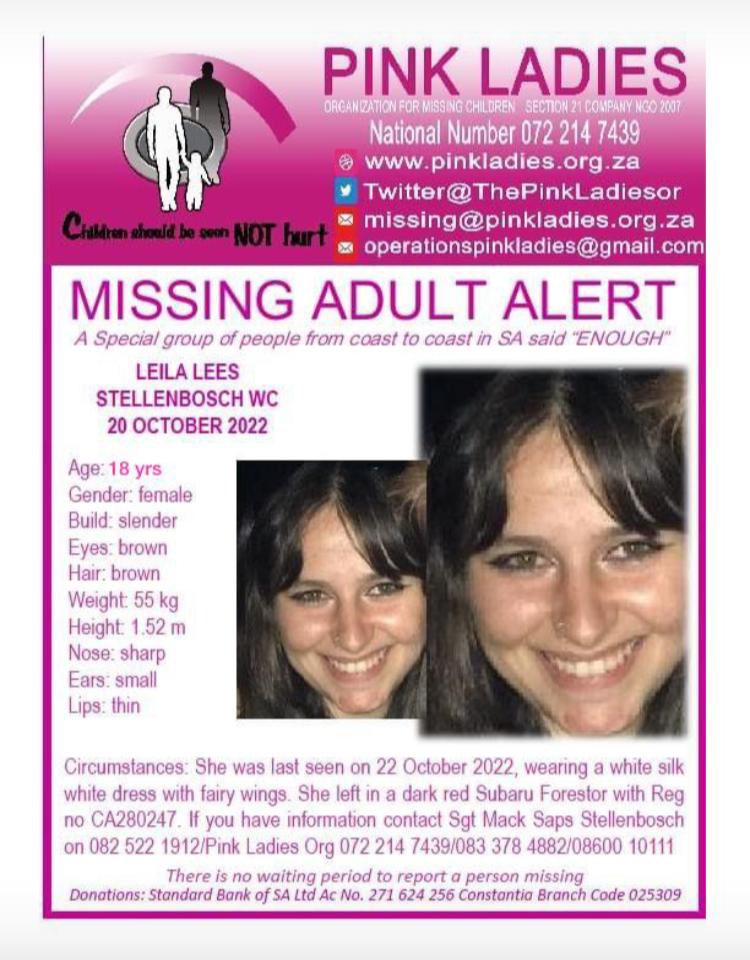 CarolMVlok's tweet photo. Western Cape friends - Cape Town, Stellenbosch, Somerset West, Strand - everywhere: 

🙏Please help find Leila Lees. 

Please retweet https://t.co/F4hdLaP284