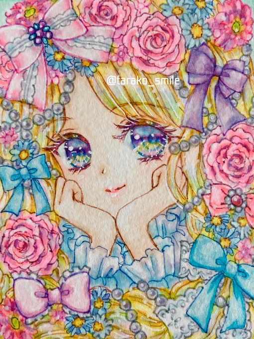 #イラストを4枚貼ると秋風に乗って絵柄を好いてくれる人の元へ届くらしい 届くと良いな1〜3枚目は童話モチーフのミニ額作品4枚目はオリジナルモチーフの虹猫ちゃんです#豆色紙 #ミニ額 