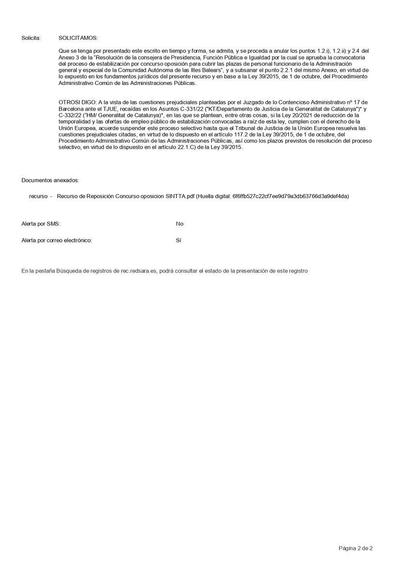 Presentamos recurso contra las bases de estabilización del <a href="/goib/">Govern de les Illes Balears</a> y solicitamos la suspensión de los procesos hasta q el TJUE se pronuncie sobre las últimas prejudiciales relativas a la Ley 20/2021.

No sólo votamos en contra del Macroacuerdo sino q tb recurrimos sus bases.