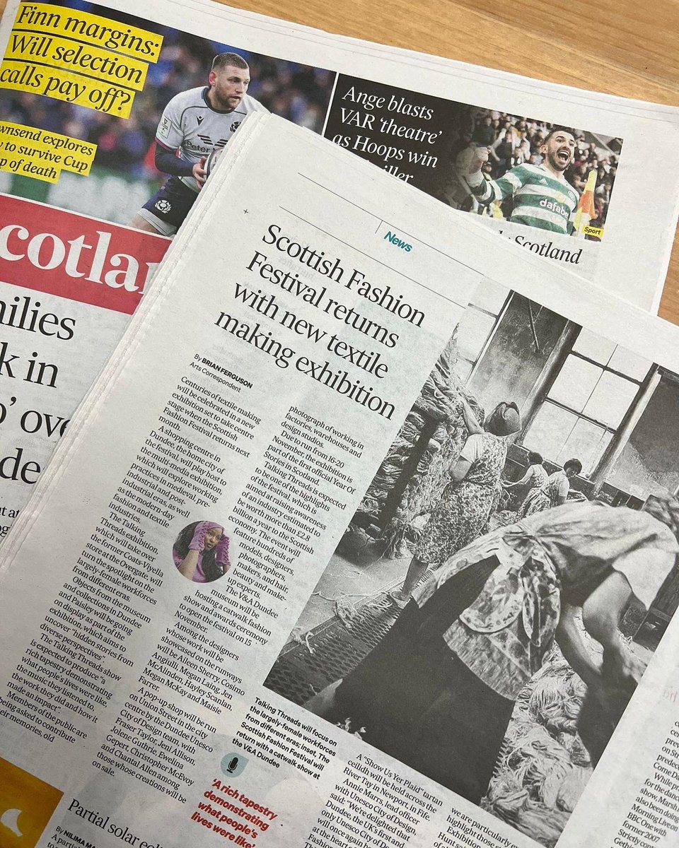 #buyapaper for today’s <a href="/scotonsunday/">Scotland on Sunday</a> to see the full page print on the Scottish Fashion Festival new Exhibition with Tilda Watson <a href="/Overgate/">Overgate</a> with #YS2022 #TalesofScotland, started for Year of Stories - HUGE thanks to <a href="/brianjaffa/">Brian Ferguson</a> <a href="/EventScotNews/">EventScotland News</a> <a href="/MuseumsGalScot/">MuseumsGalleriesScot</a> <a href="/McManusDundee/">The McManus</a>