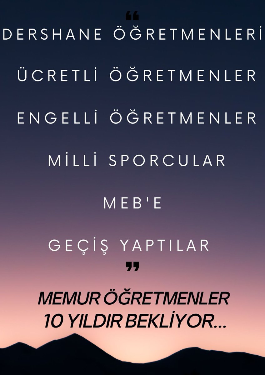 @ismailAkdag80 @arasfb01 #MemurÖğretmenler yönetmelik mağduru. Meb atama ve yer değiştirme yönetmeliği güncellenmelidir!! Bu mağduriyet artık son bulsun!!! @kilicdarogluk @meral_aksener @eczozgurozel @fethigurer @iyiparti @herkesicinCHP @selcukktepeli @FOXhaber