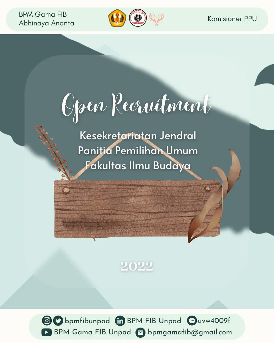 bpmfibunpad's tweet photo. [Rekrutmen terbuka Panitia Pemilihan Umum FIB sudah dibuka]

Halo Gama!

Rekrutmen Terbuka untuk Panitia Pemilihan Umum FIB sudah dibuka nih. Jadilah bagian dari pesta demokrasi terbesar di FIB ini. Jangan sampai ketinggalan ya.
Langsung kepoin bookletnya ya di https://t.co/TUZyKVkGSq