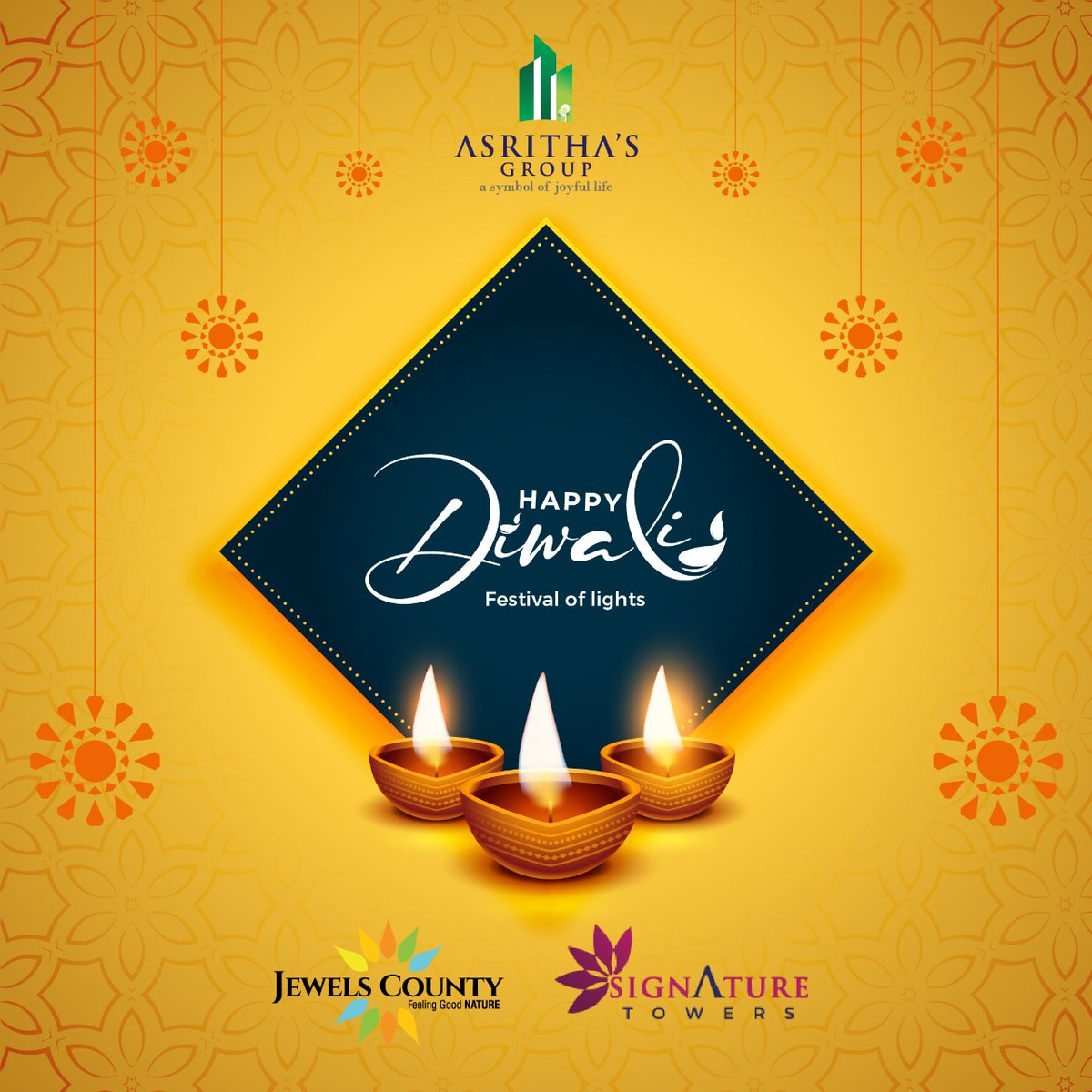 Asrithas_Group's tweet photo. May the beauty of the Deepawali season fill your home with joy, and may the coming year bring you everything that makes you happy. #AsrithasGroup #jowelscounty #SignatureTower #happydiwali2022 #happydiwali2022 #Diwali2022 #happydiwali2022 #DiwaliGift #diwalivibes #diwalispecial https://t.co/CdGHBknBtn