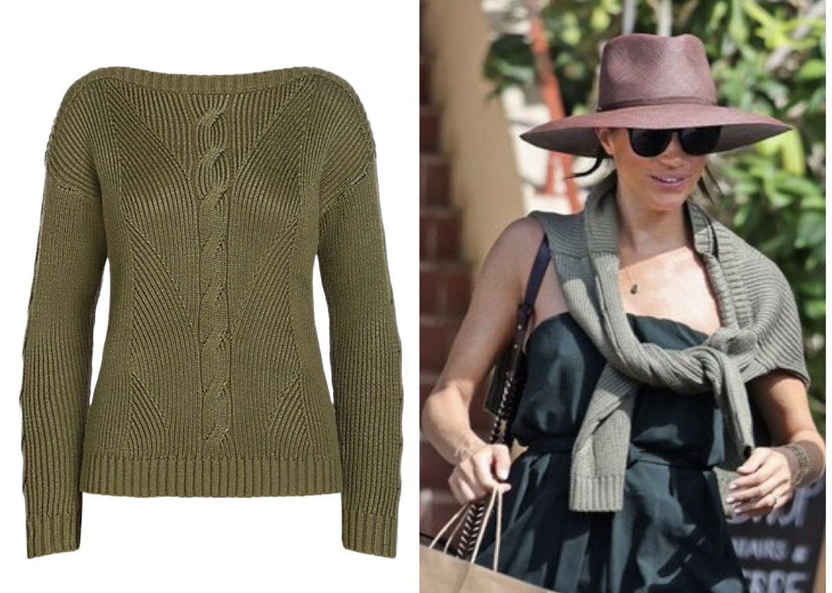 The final piece to this week’s train wreck & it has me angry. TW is trying to “Markle” one of my all time favorites…American legend, Ralph Lauren. Her sweater is the Cable-Knit Cotton-Blend Sweater from RL’s more budget friendly Lauren/Green Label line & $109. @dagmar_Marie77