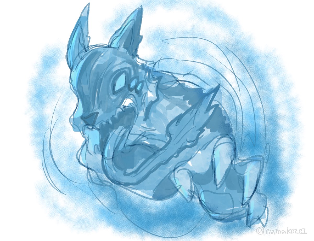 no humans solo sketch blue theme pokemon (creature) wolf motion lines  illustration images