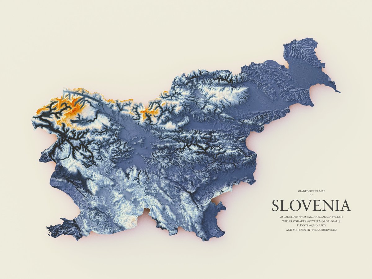 researchremora's tweet photo. I did not know Slovenia has just lovely terrain but thanks to #rayshader, I now do.

#rayshader adventures, an #rstats tale https://t.co/i1xz3HqPQG