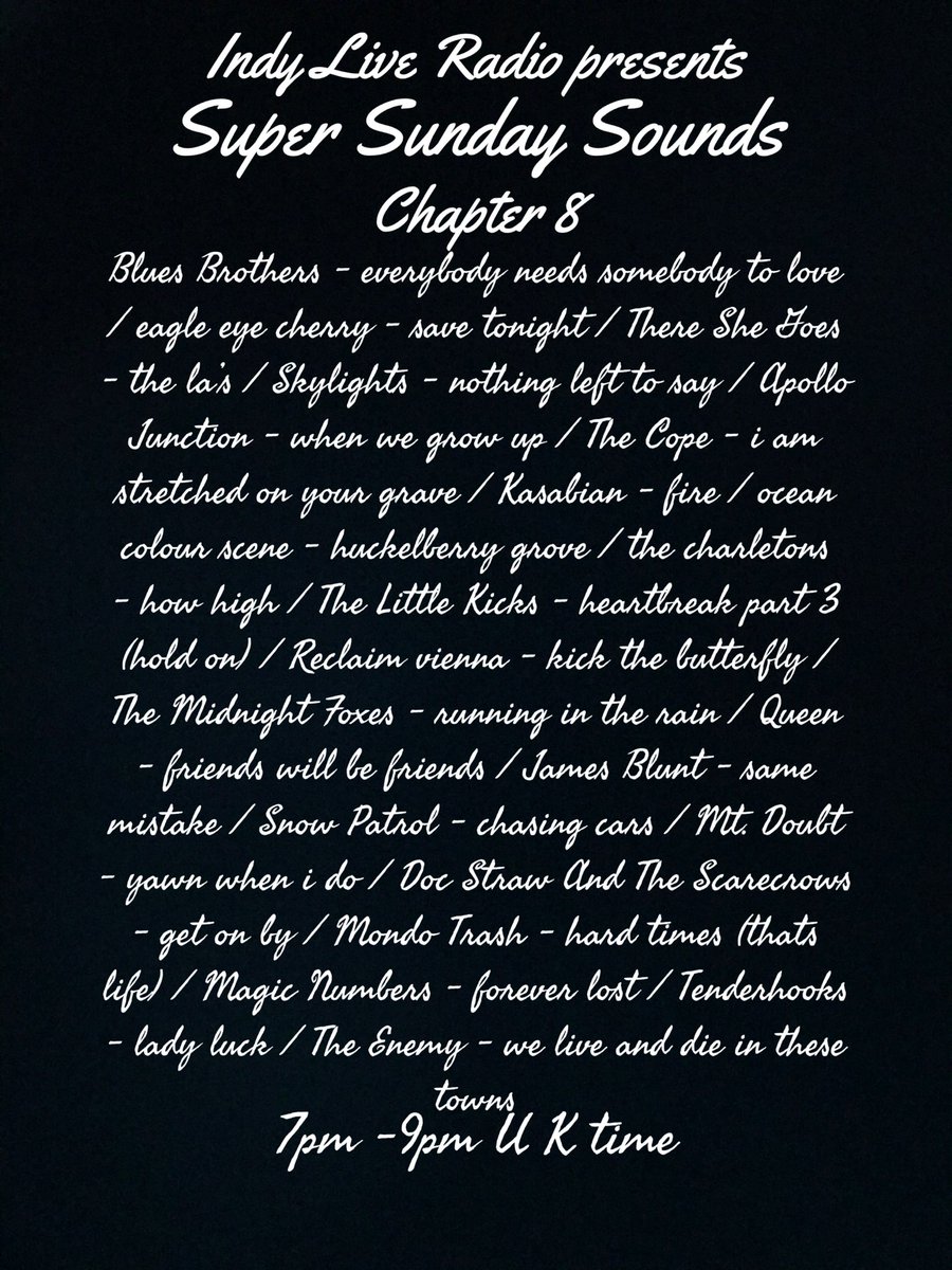 Appearing tonight on “Super Sunday Sounds” over on <a href="/IndyLiveRadio/">Indy Live Radio</a>  7pm to 9pm