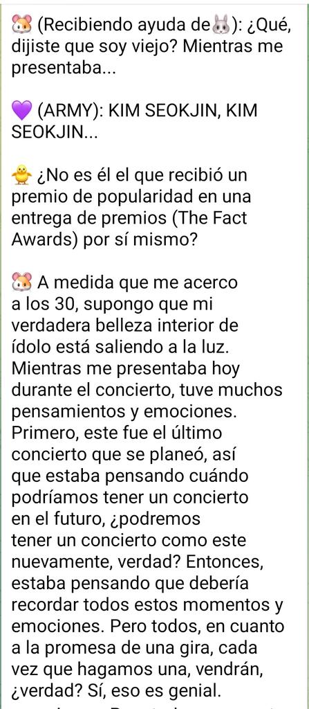 borahae_peru_22's tweet photo. Discurso final de #Jin https://t.co/6Qa3rWpFC6
