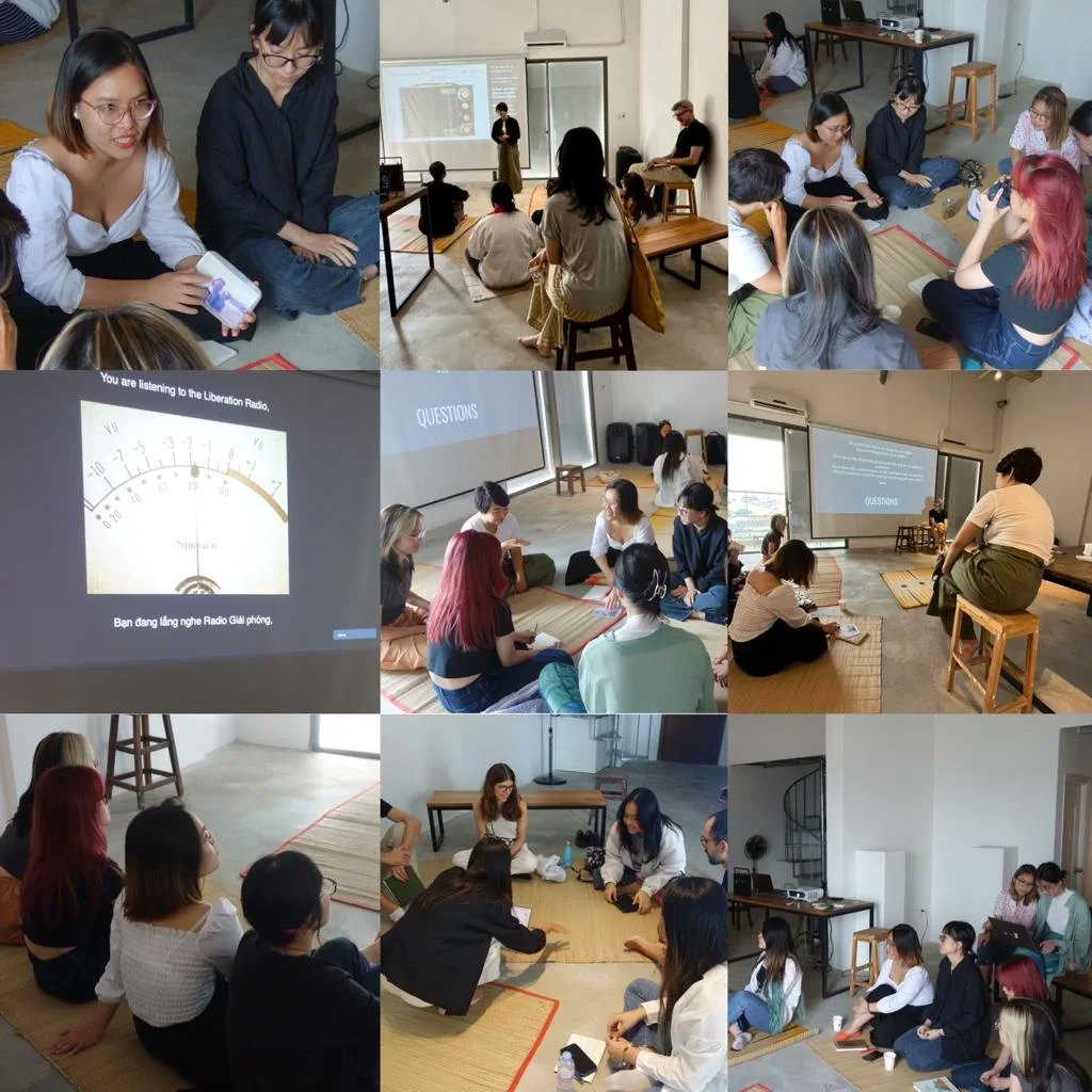 LibRadioProject's tweet image. It was a delight to chat all about ‘Liberation Radio’ today (4am for @blanche_pictures and @DrMatthewSweet) to students of a ‘Micro-Histories’ workshop at Sàn Art, supported by Sàn Art, Konstfack University, Fulbright University Vietnam and the Nguyen Art Foundation.