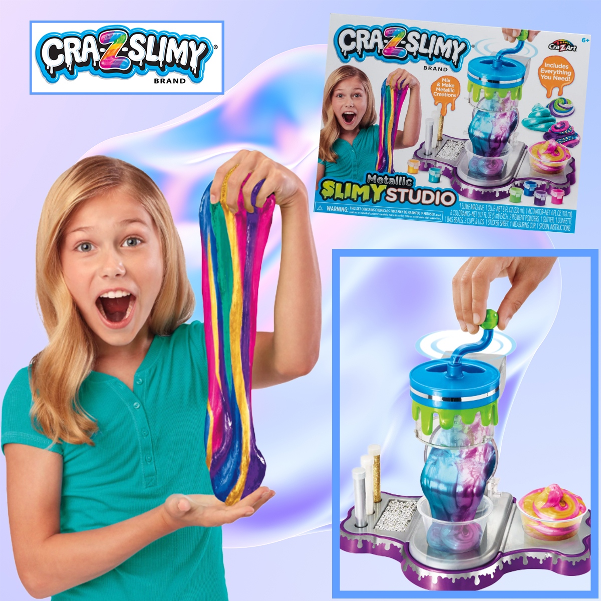 crazart's tweet photo. Mix &amp; make stretchy, squishy #metallic creations with our Cra-Z-Slimy Metallic #Slime Studio. It's so #satisfying! Available at #Walmart https://t.co/TtVBXQwcku

#crazslimy #crazfun #funforall #CraZArtOfficial #kids #fun #kidscrafts #familyfun #kidsactivities #families #trendy https://t.co/4ePNP7fnNP