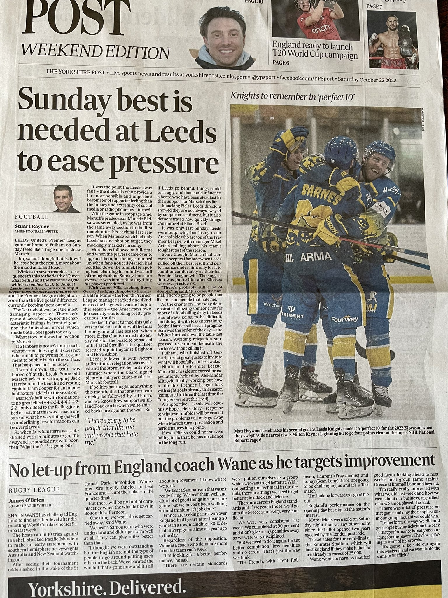 Leeds Knights on Twitter "Proud to be a winning team on Elland Road! Incredible coverage for