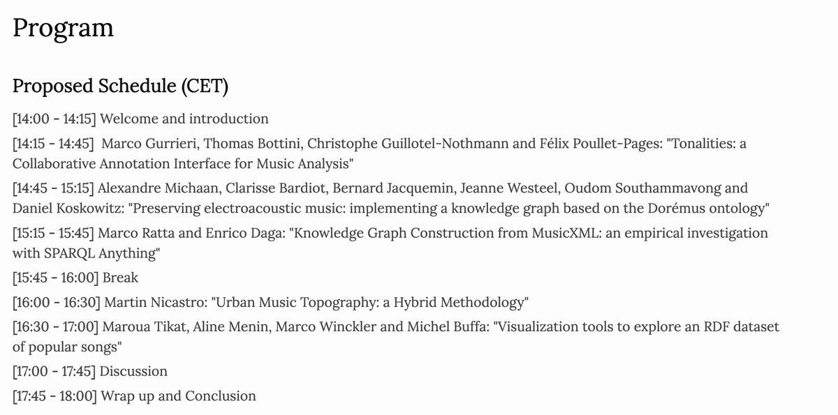 Join us at the #musicalheritageknowledgegraphs workshop <a href="/iswc_conf/">International Semantic Web Conference</a> #iswc2022 mhkg-workshop.i3s.univ-cotedazur.fr/program <a href="/PolifoniaH2020/">PolifoniaH2020</a> #ai #music #knowledgegraph #semanticweb