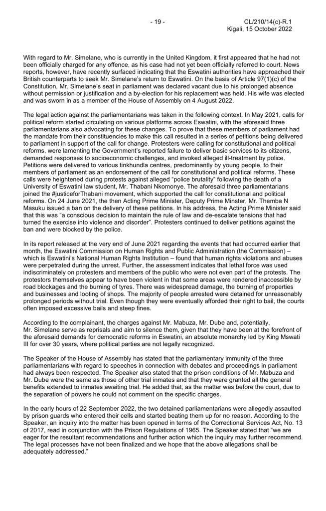 SWALIMO2021's tweet photo. The @IPUparliament has resolved to go and visit the imprisoned MPs of Swaziland. This was after Deputy President @FloydShivambu of the @EFFSouthAfrica raised the issue of the MPs and President @ZelaHon, who has also pushed this issue on the Global Advocacy Drive campaign. https://t.co/J9yzl0p3Mb