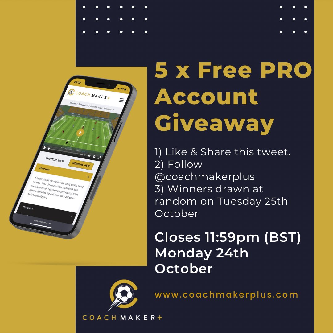 Our @SundayShare10 this week is a giveaway! We are giving 5 lucky coaches full PRO access for a year for FREE. All you need to do to be in with a chance of winning is follow us and then like & share this tweet. Closes Monday & winners randomly selected on Tuesday!