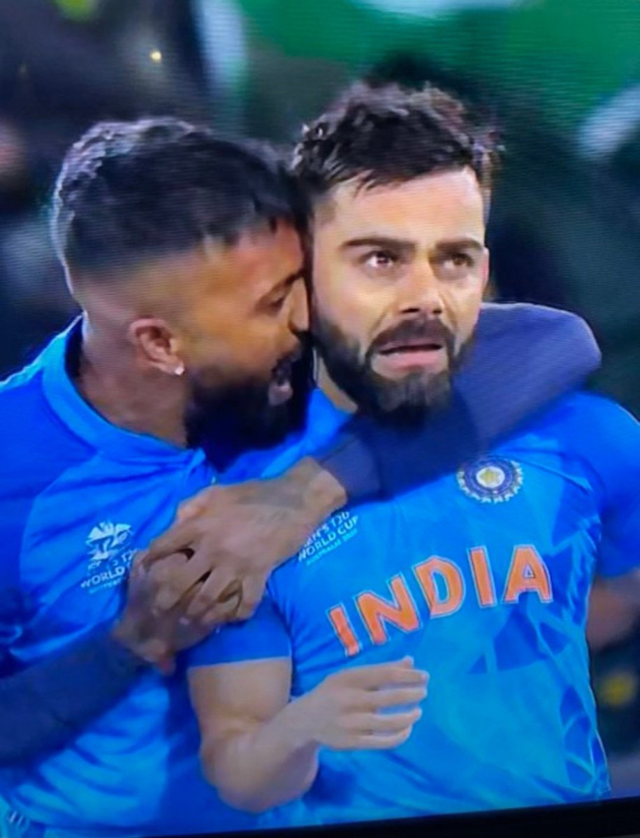 THYAdventure's tweet photo. Virat being emotional sums up how hard it was for him in the last 2 years of his career!!
They simply don’t call him THE CHASE MASTER🤫
The Greatest Cricketer of all time
Bow down to THE KING👑 @imVkohli 
Kudos to Hardik Pandya as well!!!

#INDvsPAK2022 #ViratKohli #ViratKohli𓃵 https://t.co/H9hiuGgSwk