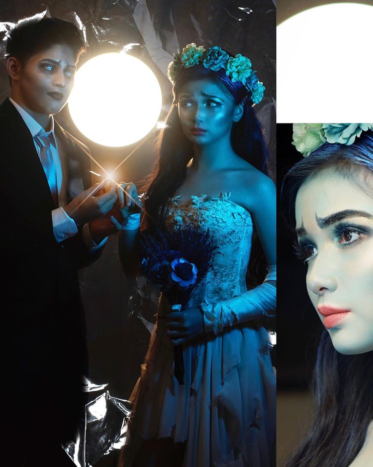 Sofia Pablo and Allen Ansay as Victor and Victoria of Corpse bride Costume Sparkle Spell Gala