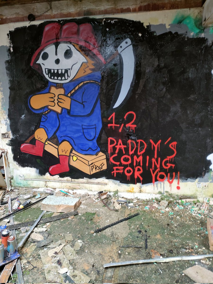 watkins92's tweet photo. With all these pictures of Paddington taking people to the after life, it seems he has become the new reaper
#sprayartist #graffitiart #graffiti
#skulls #graffcity #art #abandonedplaces #paddington #paddingtonbear https://t.co/zmOMKWvsxs