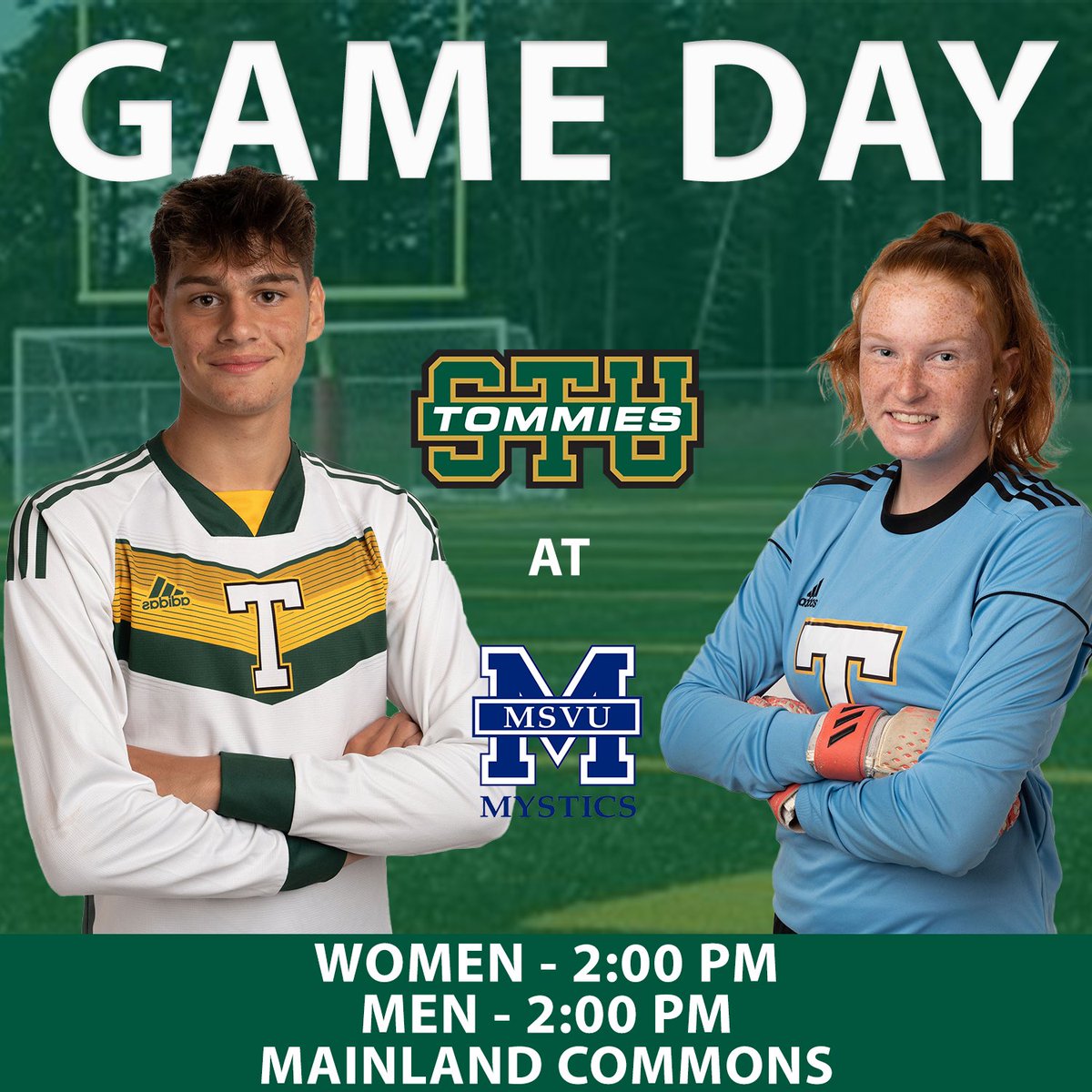 It’s GAME DAY! 

Tommies take on MSVU in our last regular season game! If you are in Halifax, come cheer on your Tommies at Mainland Commons⚽️

Women at 2:00pm
Men at 2:00pm

Let’s go Tommies 💛💚