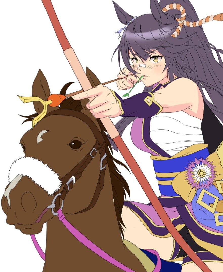 narita brian (umamusume) 1girl sarashi animal ears horse ears horse black hair long hair  illustration images