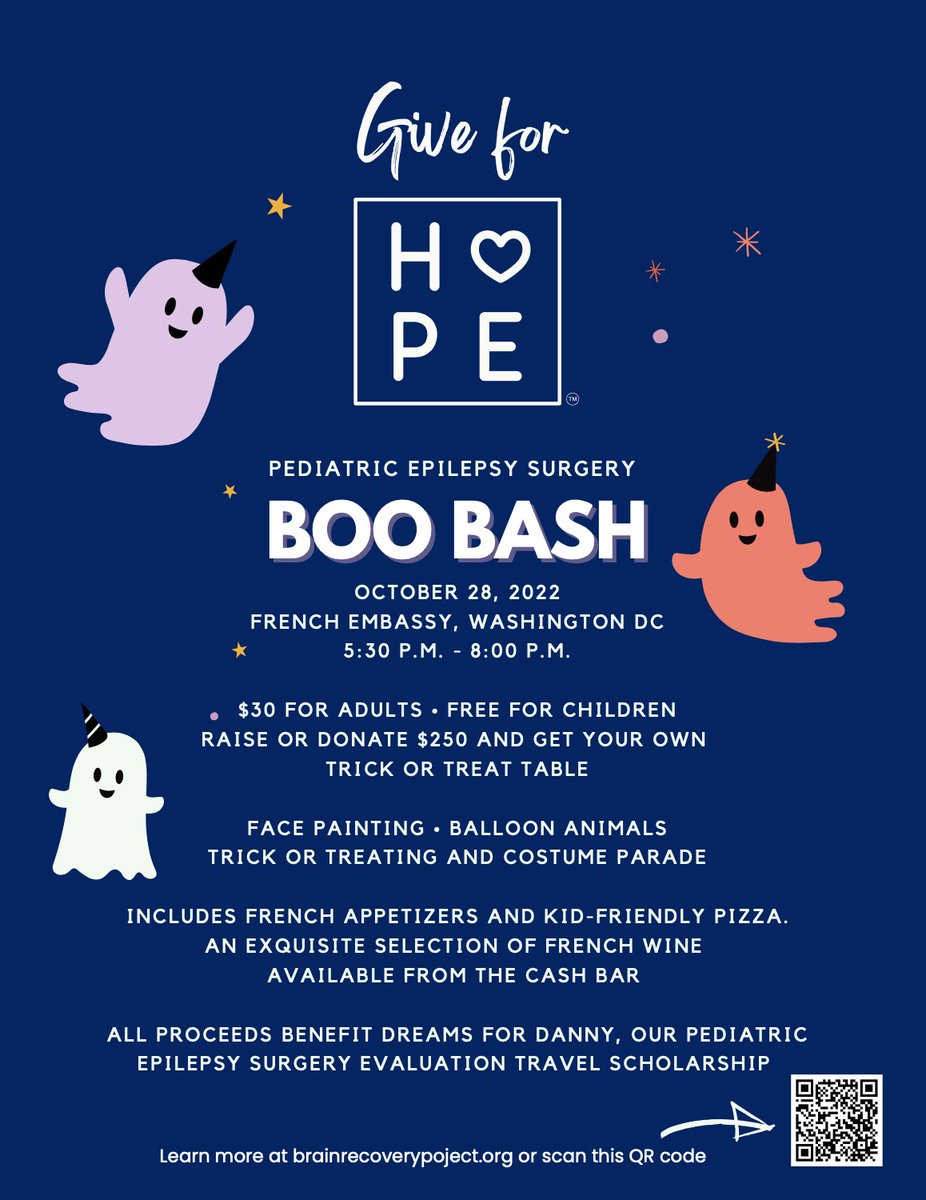 Happening this week: Boo Bash at the French Embassy @franceintheus! I will be in costume - how about you? @TaylorAbelMD @MonikaJonesJD @BrainRecoveryP @ceciledame #BrainyHalloween2022 @PedsSection #GiveForHope Thanks @Lurieneurosurg for sponsoring this event #epilepsy #advocacy