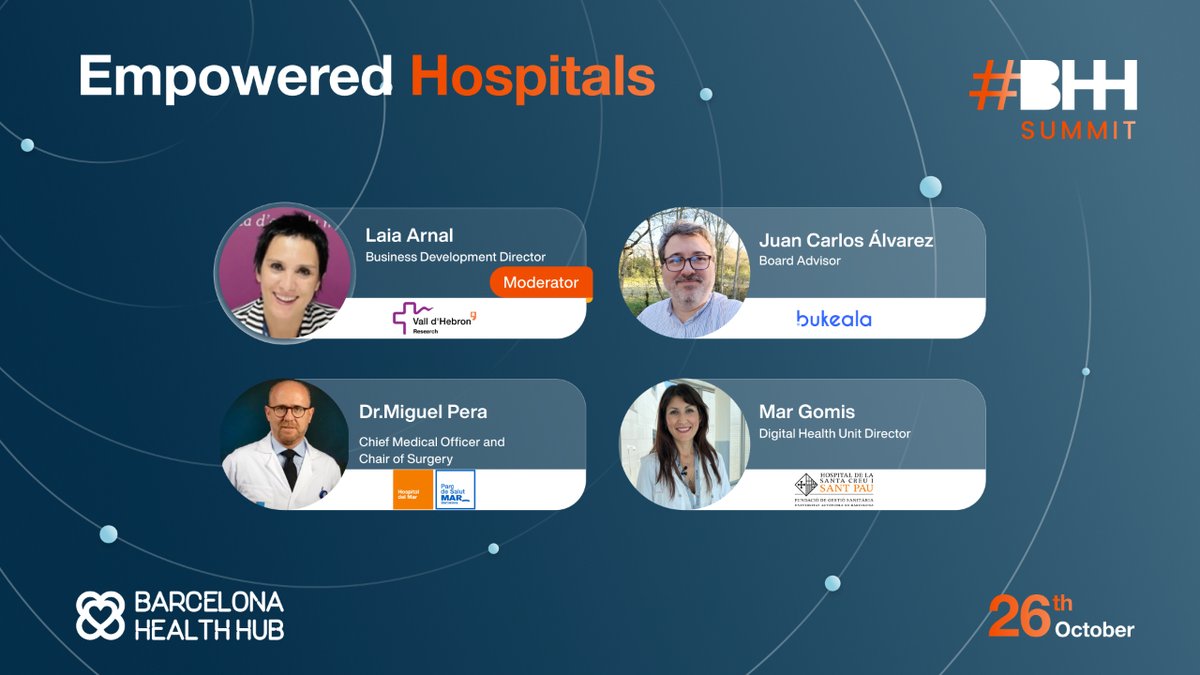 La directora de l'àrea de desenvolupament de negoci del #VHIR, <a href="/LaiaArnal/">Laia Arnal Arasa</a>, serà la moderadora de la conferència "Empowered Hospitals". Un acte dintre del #BHHSummit on experts discutiran com la innovació digital s'aplica als centres de salut.
🔗 Més info: bhhsummit.com/2022/10/19/pan…