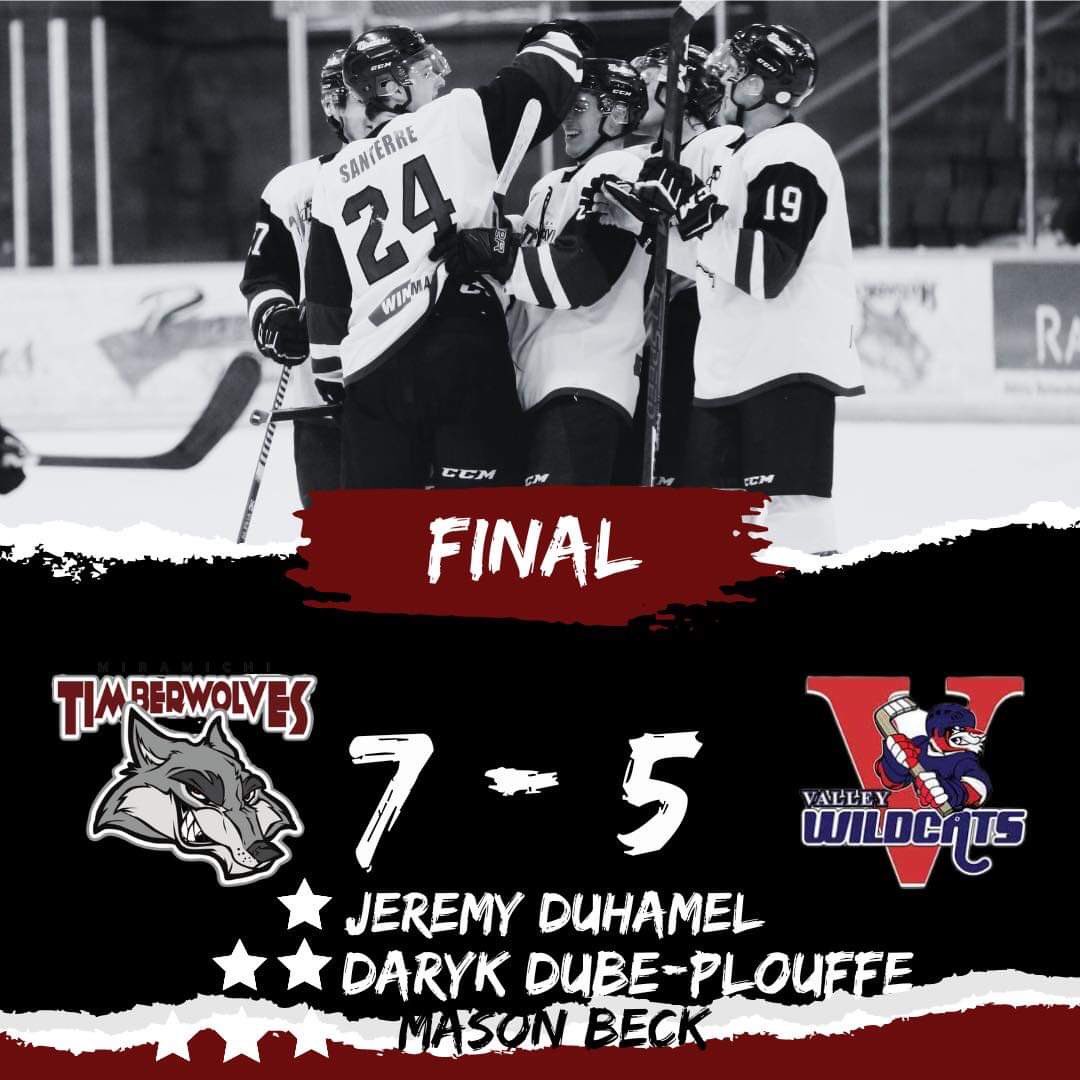 MTimberWolves's tweet photo. #MHL
Timberwolves 7
@Valley_Wildcats 5

Dube-Plouffe 🚨🚨🍎
McKinney 🚨🍎🍎
Beck 🍎🍎🍎
Schofield 🚨🍎
Duhamel 🚨🚨
Duguay 🚨
Jardin 🍎
Landry 🍎
Dufort 🍎
Delorme 🍎
Santerre 🍎
Trenholm 🍎

🥅
MacPhail 29/34
#DefendTheDen #Miramichi https://t.co/uKd0pRC3cq