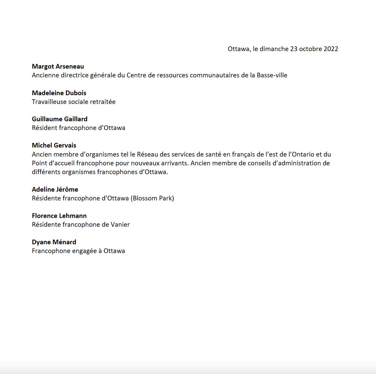 D’autres leaders et résident-Es engagé.Es dans la communauté francophone #ottawa nous ont demandé d’ajouter leurs noms à la lettre ouverte. C’est avec plaisir que nous vous faisons part de leur soutien à la campagne <a href="/cmckenney/">Cherilyn McKenney</a>! 

<a href="/SimoneThibault/">Simone Thibault</a> #ottvote