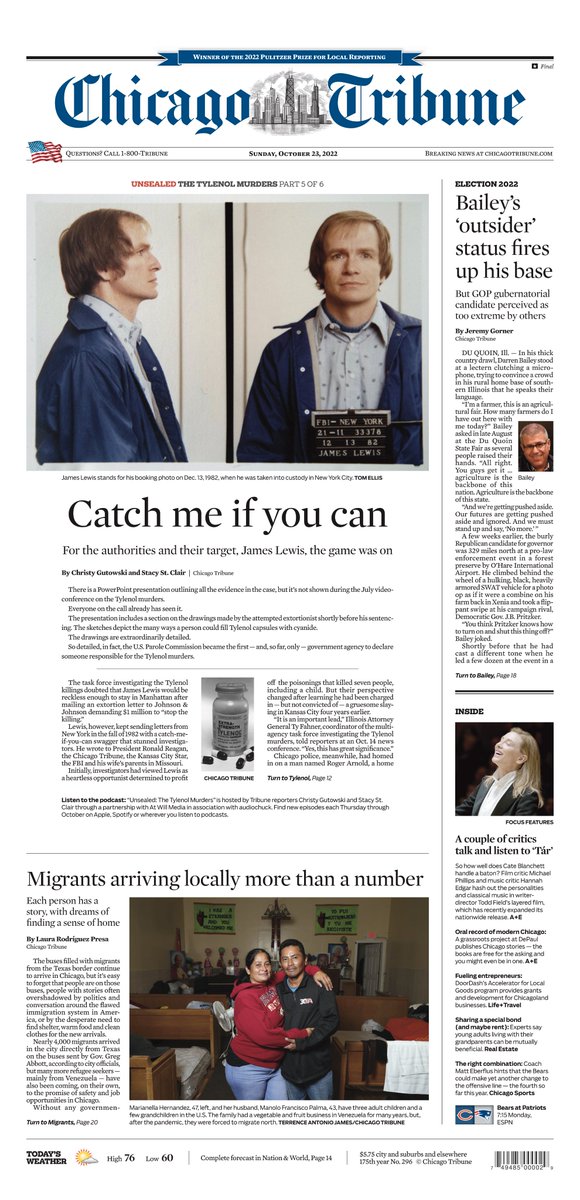 The front page of today's Chicago Tribune. Read the e-edition here: trib.al/ZppEIp8