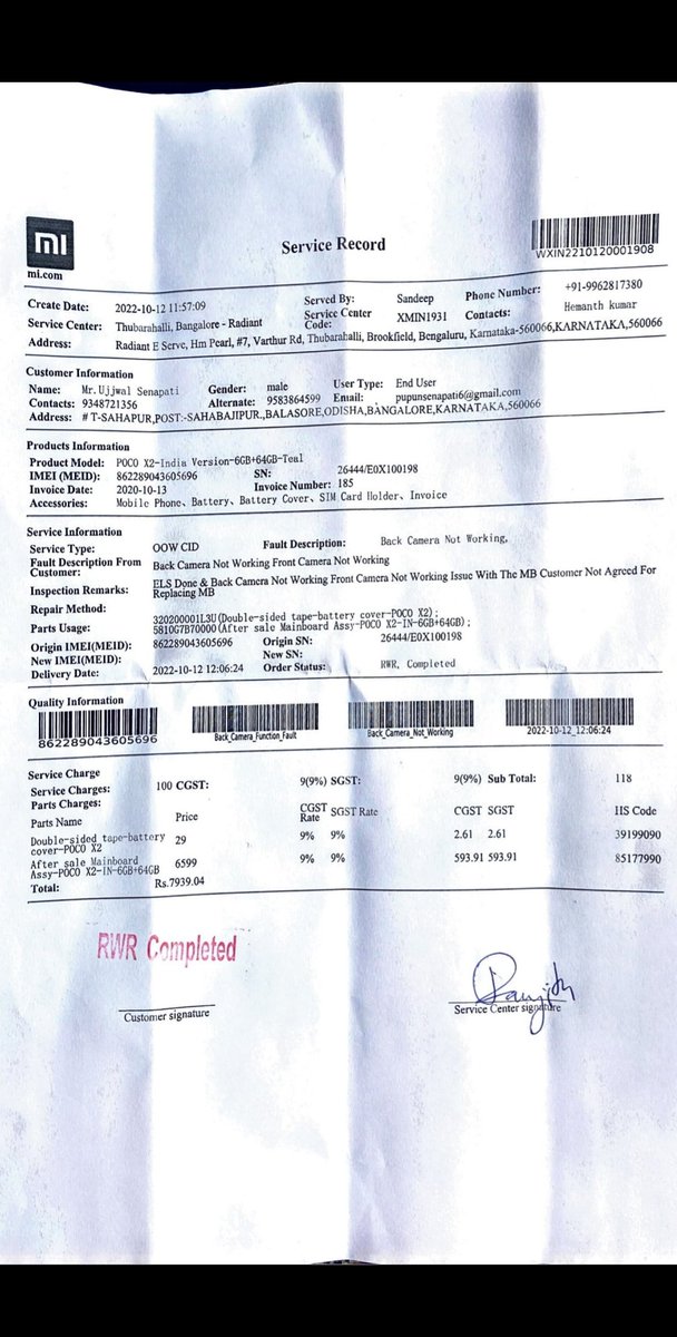 UjjwalSenapati7's tweet photo. @POCOSupport @POCOGlobal @IndiaPOCO They do not help the customer knowing their mistake.
@TechnicalGuruji 
@GyanTherapy https://t.co/Ss5uTnoa5r