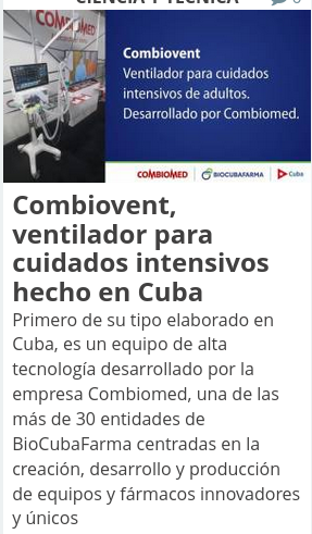 iroelsanchez's tweet photo. Esto sí es fallido: En plena pandemia de #COVID19 Biden prohibió a #Cuba no solo importar oxígeno sino también respiradores artificiales, hoy la isla estrena los suyos con altas prestaciones. Hubiera sido  #MejorSinBloqueo pero con bloqueo también #VamosAVencer https://t.co/JEjqI8KWHV