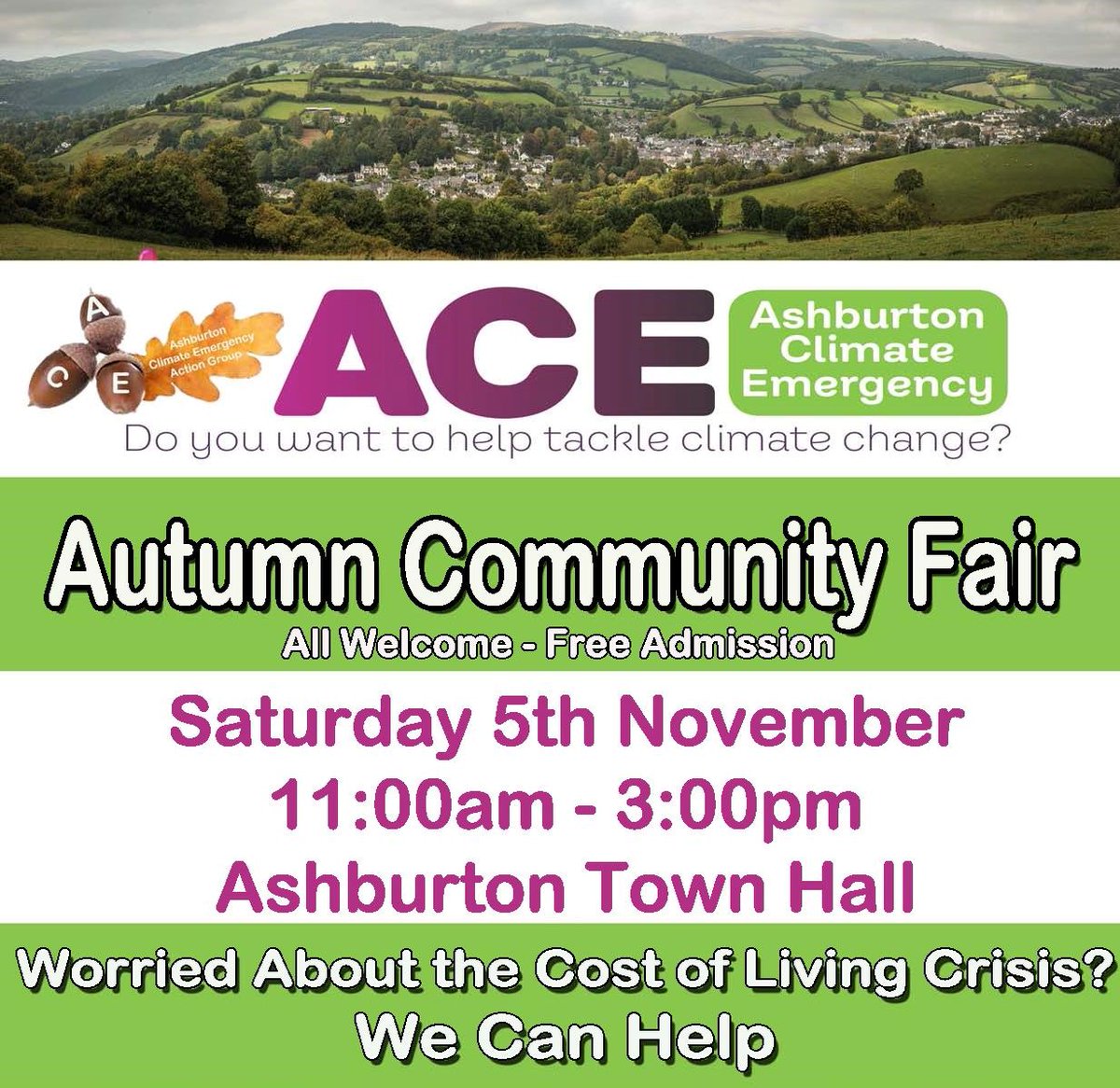 FREE ENTRY to Ashburton Climate Emergency's Autumn Fair. Free soup, clothes swap, energy efficiency advice, activities for children, refreshments.....