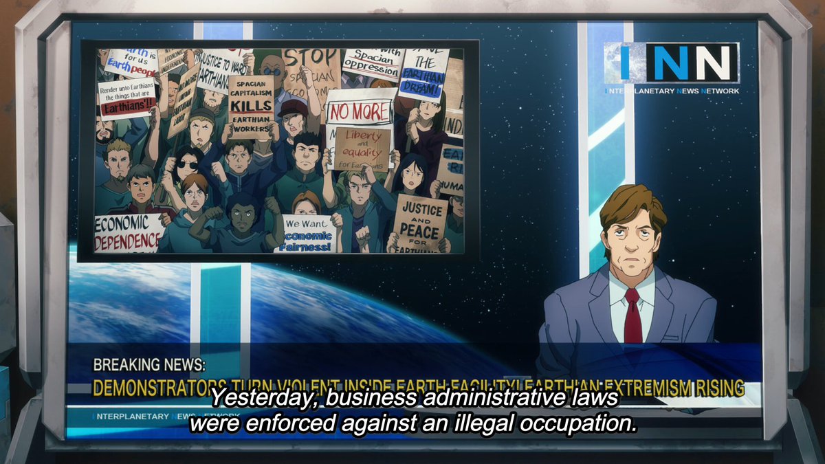 Divinenega's tweet photo. Glad to see Gundam is remaining as apolitical as ever, with absolutely no messages or anything to say about current events #g_witch https://t.co/4DHsHDF7my