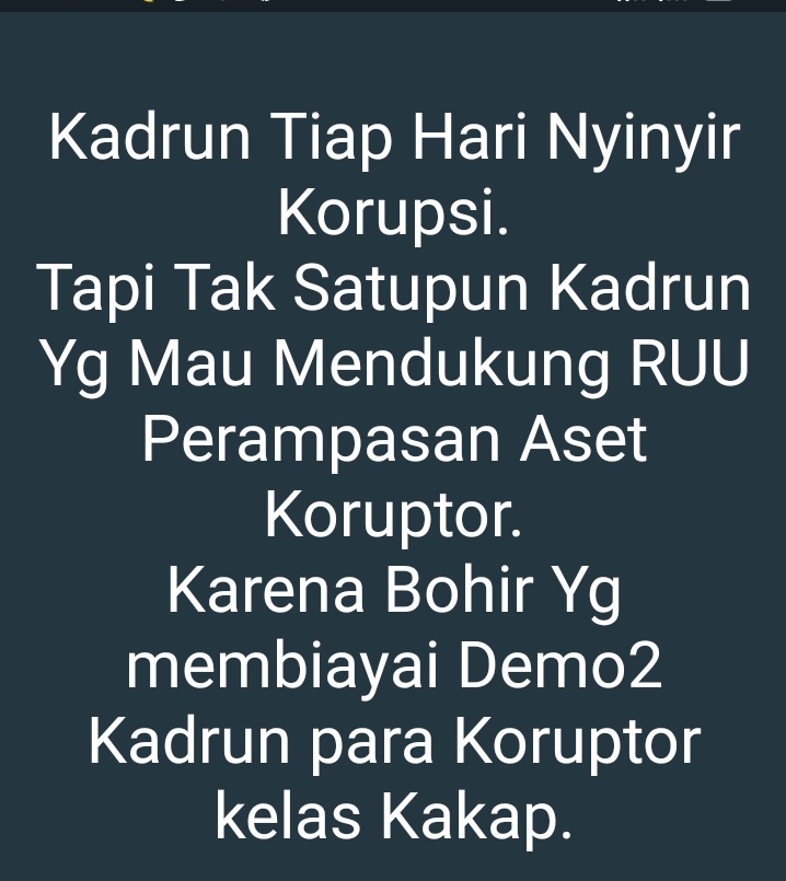 Kenapa Mahasiswa. 212 tak mau demo DPR mendesak agar RUU perampasan aset segera di sahkan.