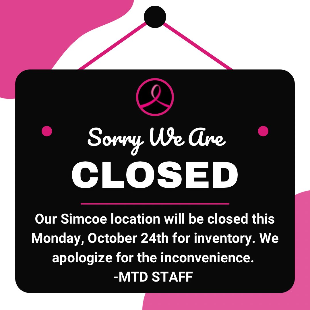 #closed #annoucements #importantannouncement #simcoe #simcoestore #mytopdrawer