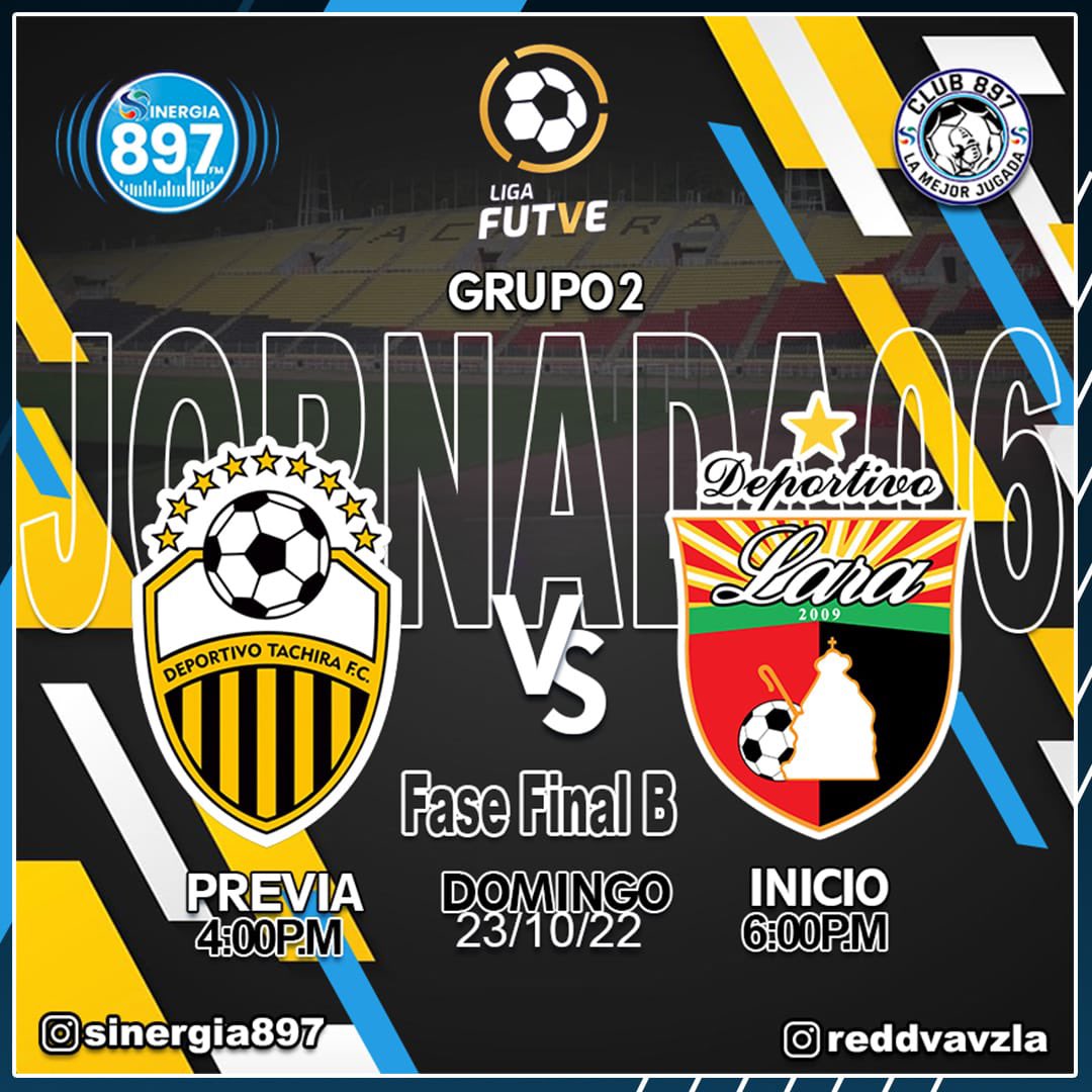 sinergia897's tweet photo. Última Jornada del 2022

Hoy se cierra el Calendario para el aurinegro en el Templo de Pueblo Nuevo.
⚽ @DvoTachira 🆚 @DeportivoLara
🏆 @LigaFUTVE 
🏟️ Pueblo Nuevo
📍San Cristóbal 
🎤 @sinergia897 @Club897FM
🎚️ https://t.co/OsayKW1sxQ https://t.co/XaCKOFzKmc