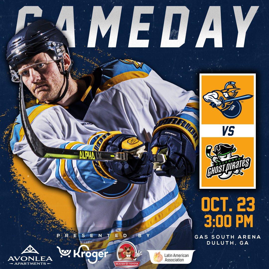 atlgladiators's tweet photo. RIVALRY STARTS NOW ⚔️👻

⏰ 3:00PM
🆚 @SavGhostPirates 
📍 Gas South Arena
📻 https://t.co/OGYB31a8rI
📺  https://t.co/hu1s96ksgS
🎟 https://t.co/GWQCTUB5Oj

#HockeyDown20uth https://t.co/kdpzRolBCS