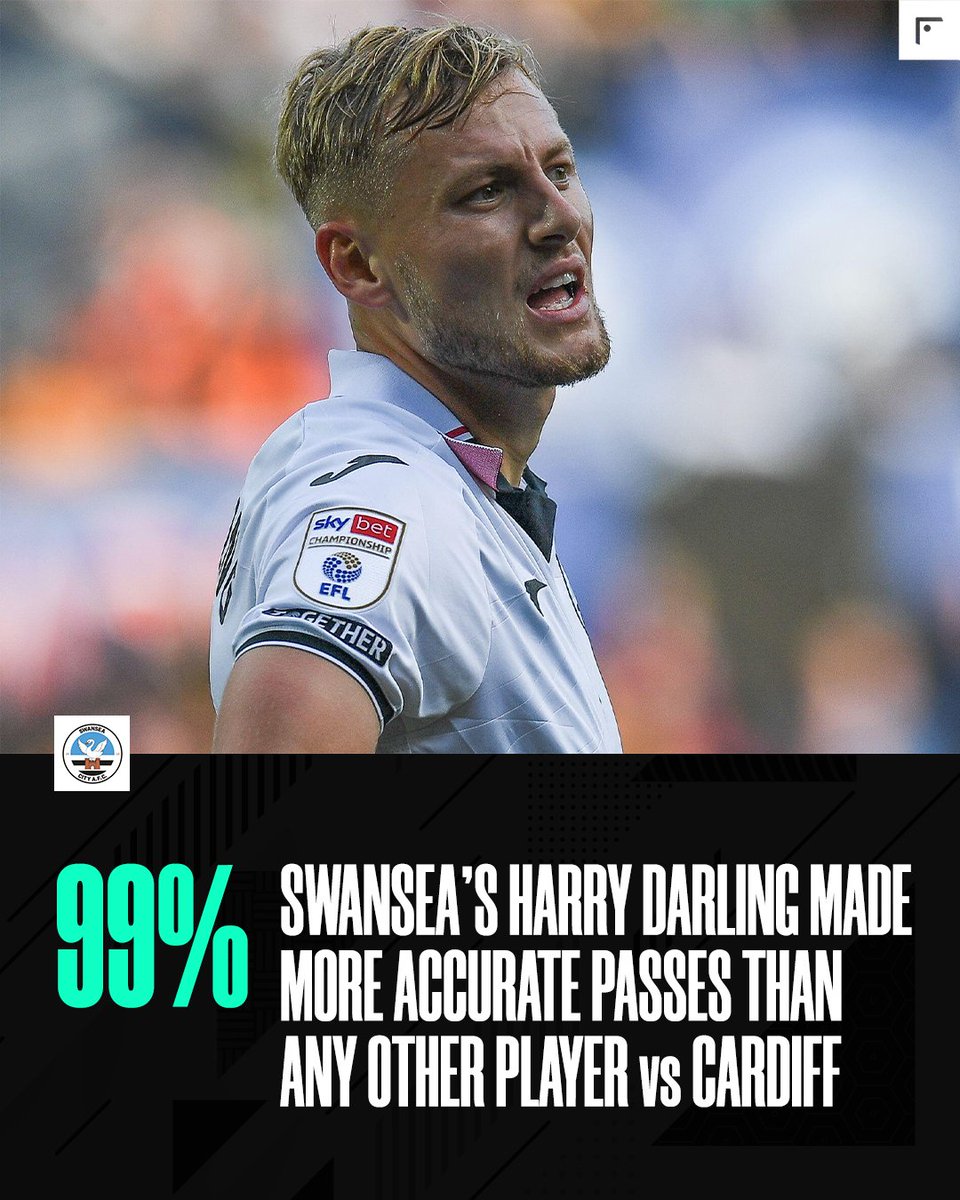 9️⃣9️⃣％ | Swansea City's Harry Darling completed 99% of his 103 passes against Cardiff City this afternoon. More accurate passes than any other player on the pitch. 

💪 Dominant display

#Swans